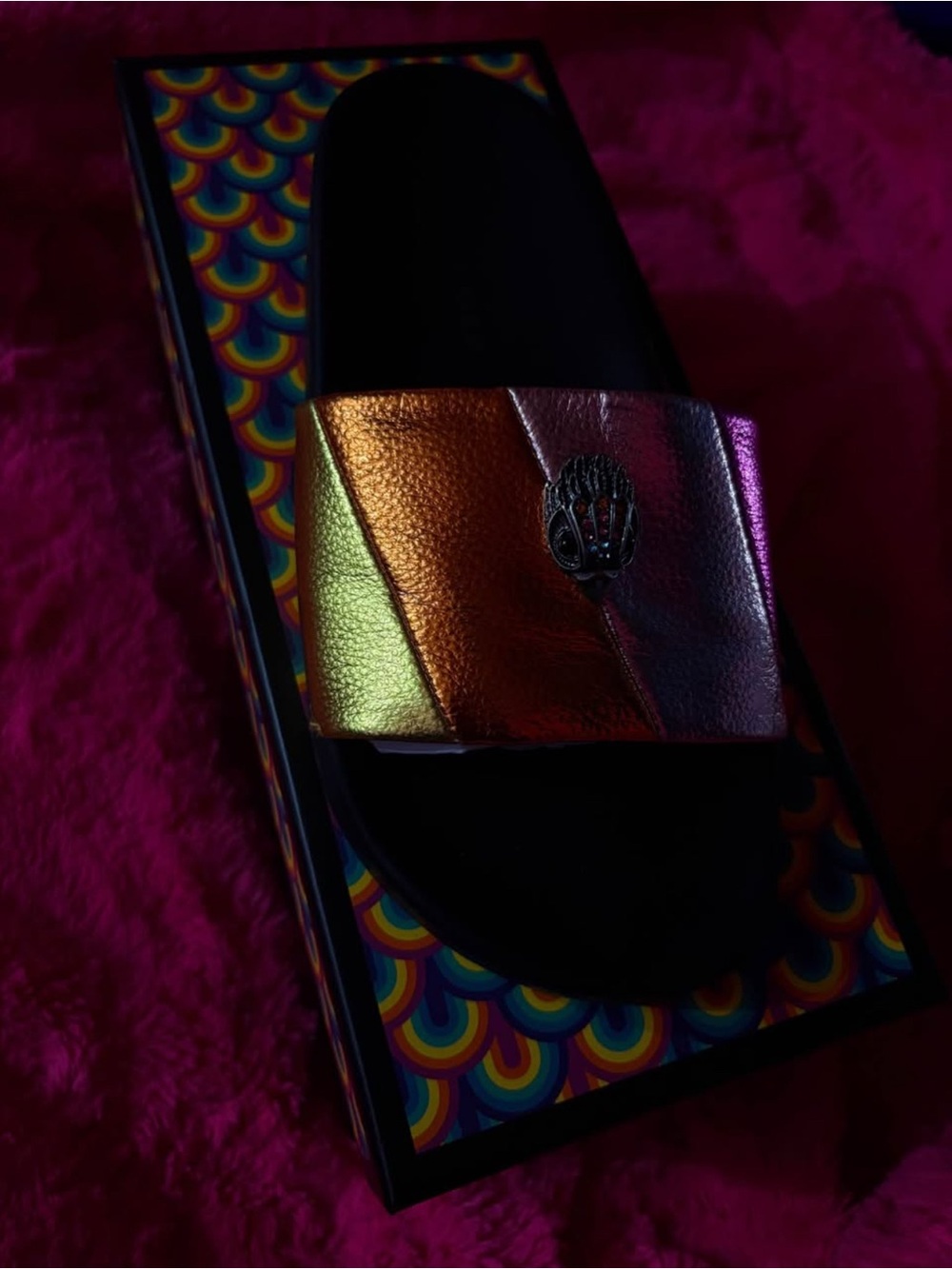 Kurt Geiger Metallic Rainbow Slide Sandals